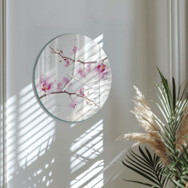 Glas wanduhr Orchidee