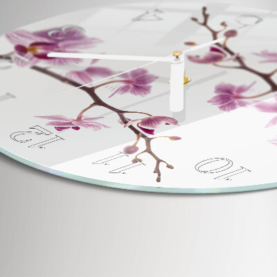 Glas wanduhr Orchidee
