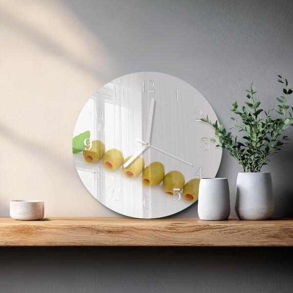 Glas wanduhr Oliven