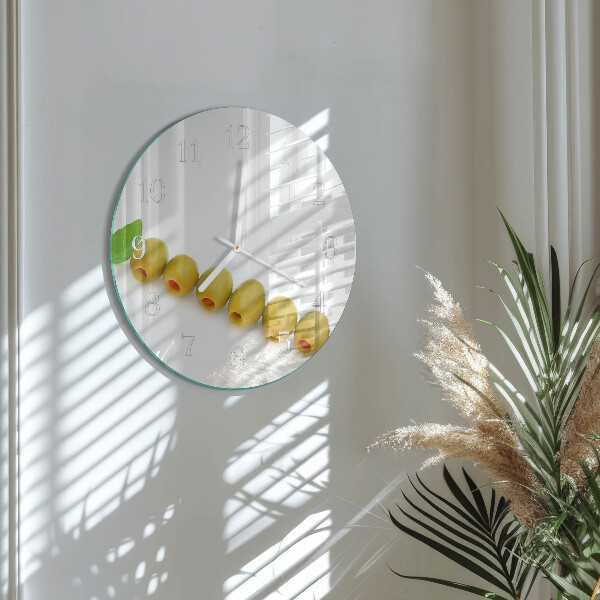 Glas wanduhr Oliven