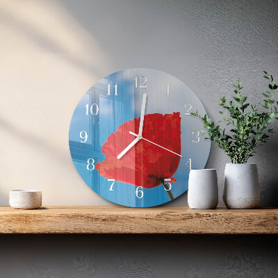 Glas wanduhr Mohn