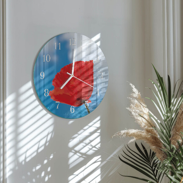 Glas wanduhr Mohn