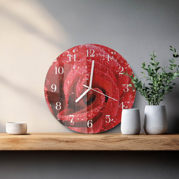 Glas wanduhr Rose