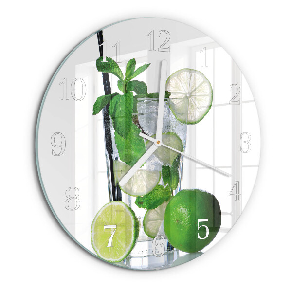 Glas wanduhr Limette und Minze