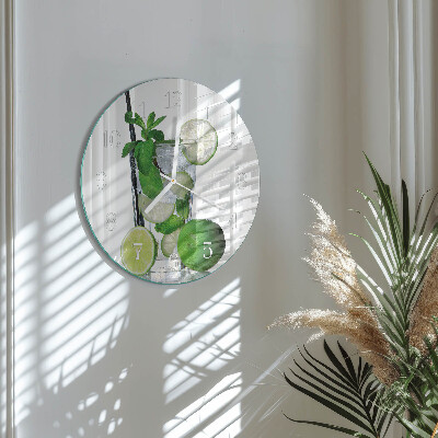 Glas wanduhr Limette und Minze