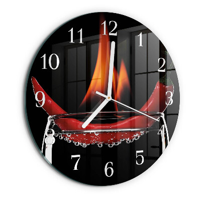 Glas wanduhr Chili-Feuer