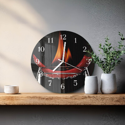 Glas wanduhr Chili-Feuer
