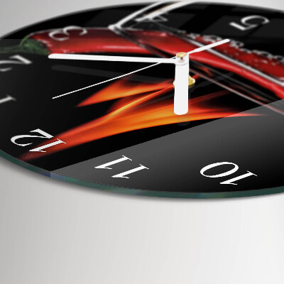 Glas wanduhr Chili-Feuer