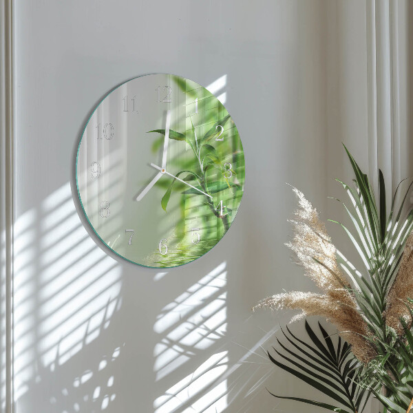 Glas wanduhr Bambus