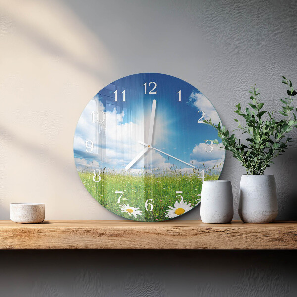 Glas wanduhr Wiesenblumen