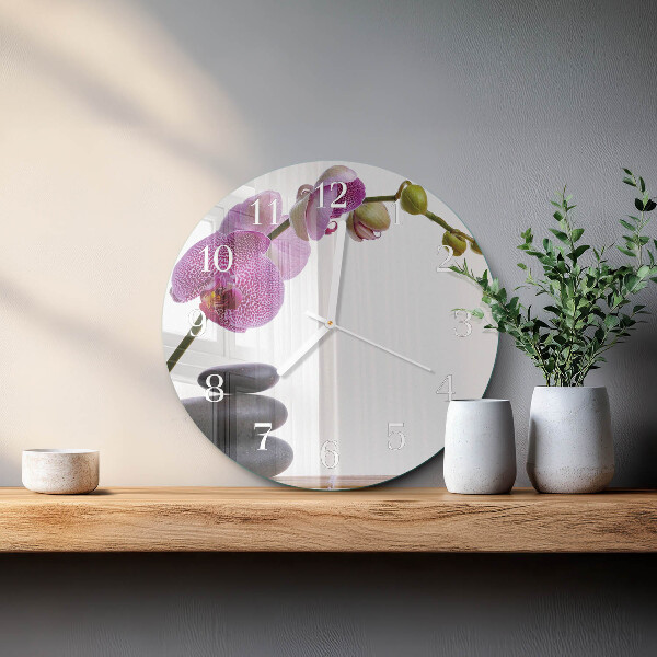 Glas wanduhr Orchidee