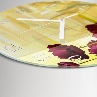 Glas wanduhr Mohnblumen