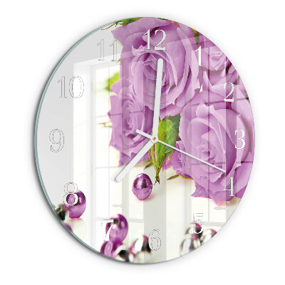 Glas wanduhr Rosen