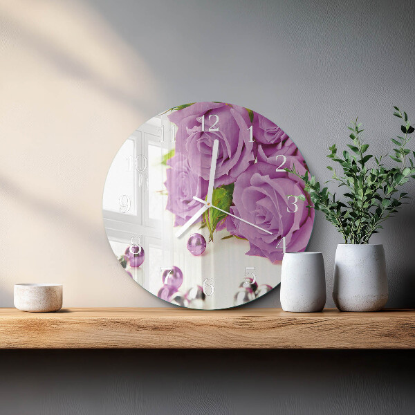Glas wanduhr Rosen