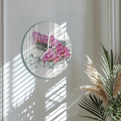 Glas wanduhr Orchideen