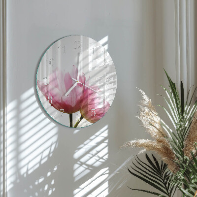 Glas wanduhr Tulpen