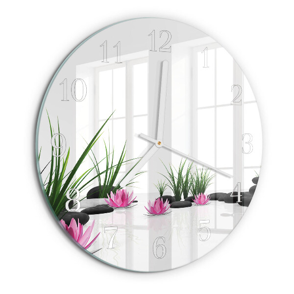 Glas wanduhr Lotosblume