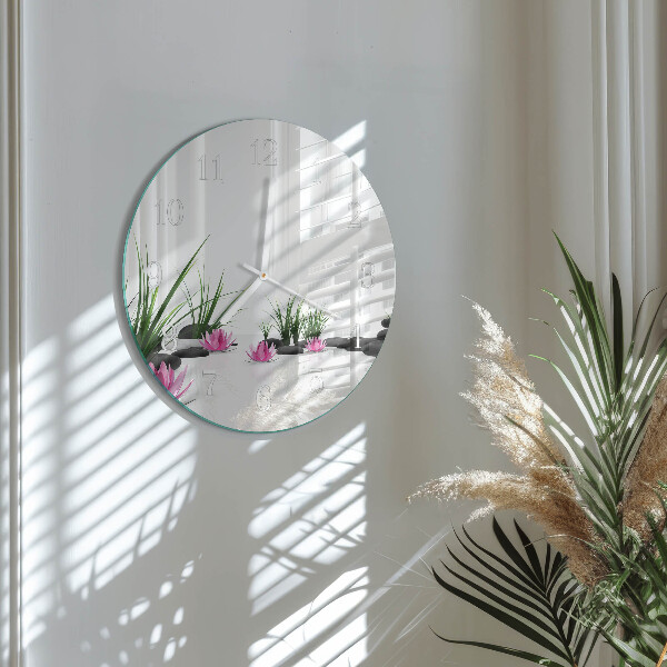 Glas wanduhr Lotosblume