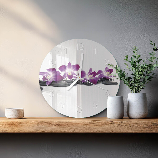 Glas wanduhr Orchidee