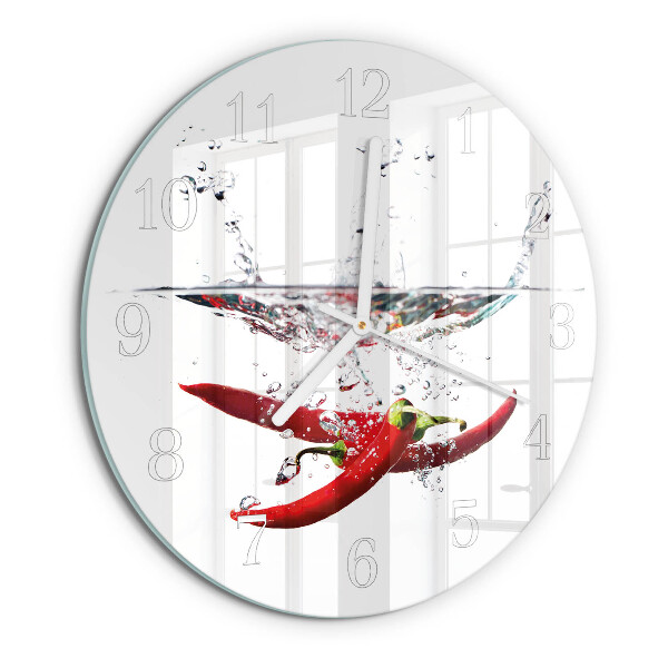 Glas wanduhr Chilischoten