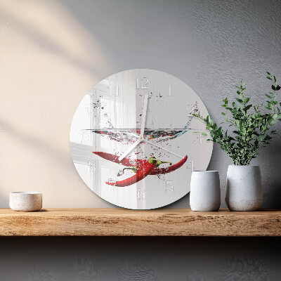 Glas wanduhr Chilischoten