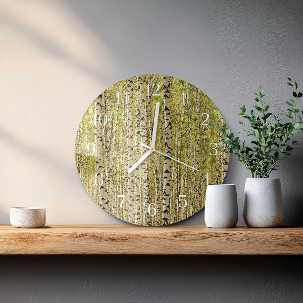 Glas wanduhr Birkenwald