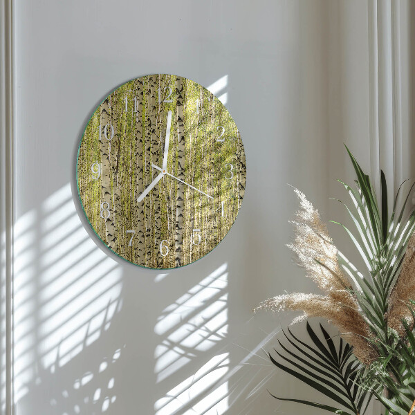 Glas wanduhr Birkenwald