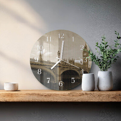 Glas wanduhr Sepia-Brücke