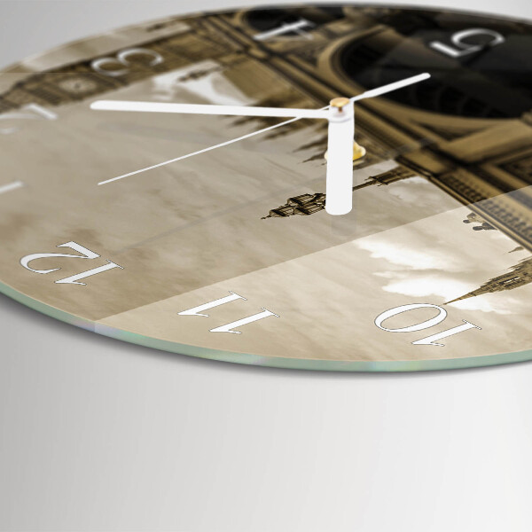 Glas wanduhr Sepia-Brücke