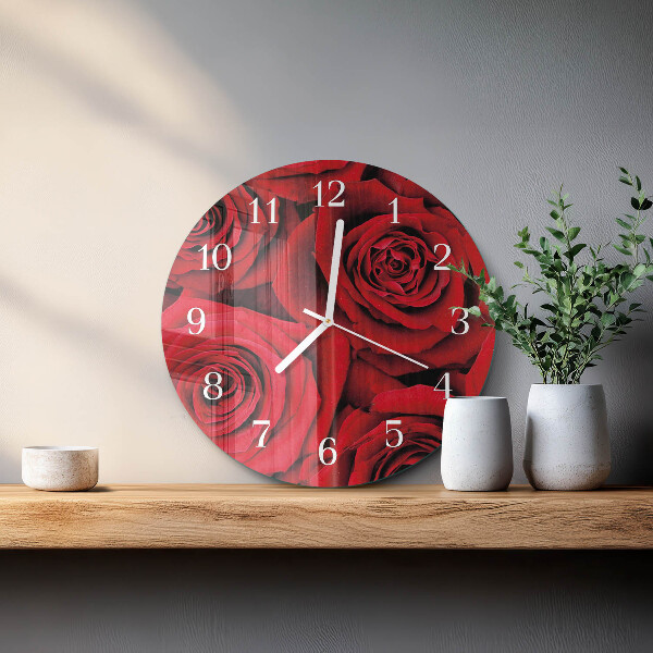 Glas wanduhr Rosen