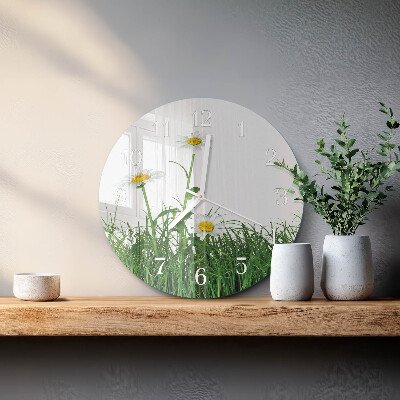 Glas wanduhr Gänseblümchen