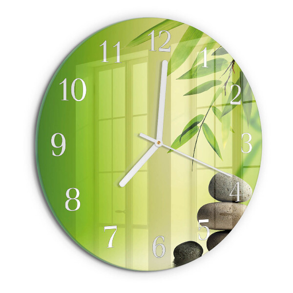 Glas wanduhr Bambussteine