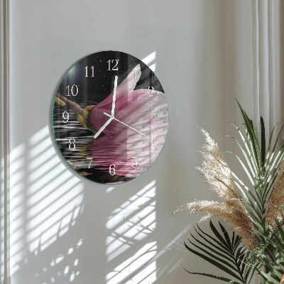 Glas wanduhr Magnolienblüte