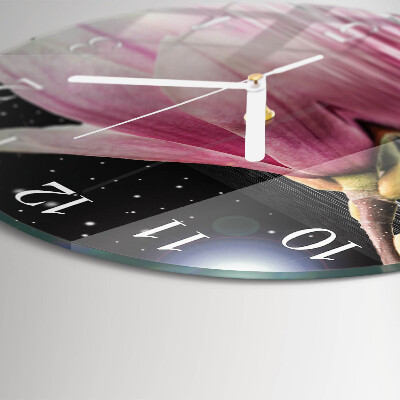 Glas wanduhr Magnolienblüte