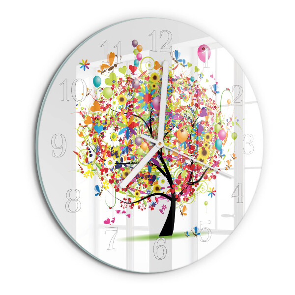 Glas wanduhr Bunter Baum