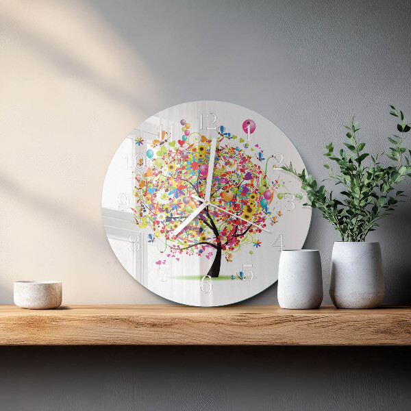 Glas wanduhr Bunter Baum