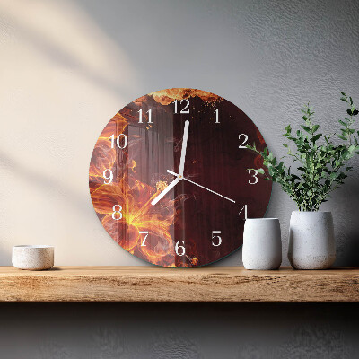 Glas wanduhr Blumen des Feuers