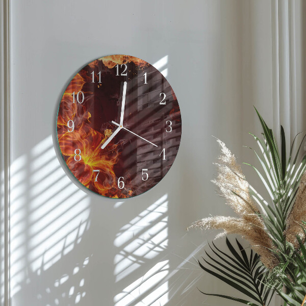 Glas wanduhr Blumen des Feuers