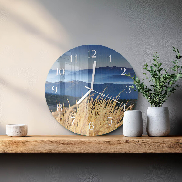 Glas wanduhr Berge Gras