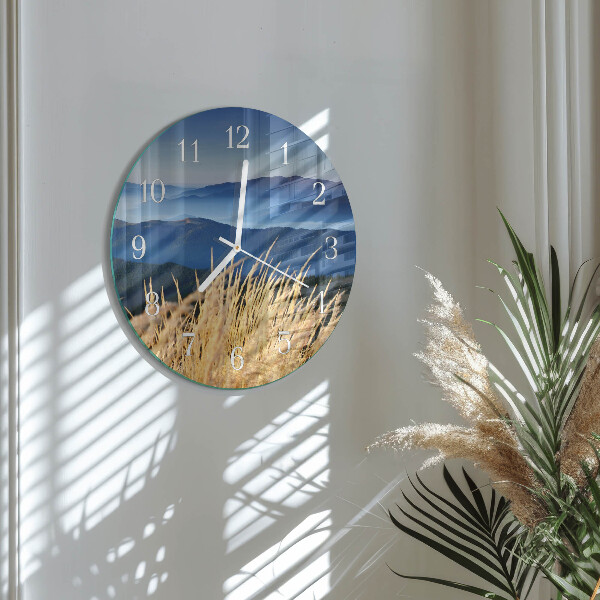 Glas wanduhr Berge Gras