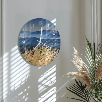 Glas wanduhr Berge Gras