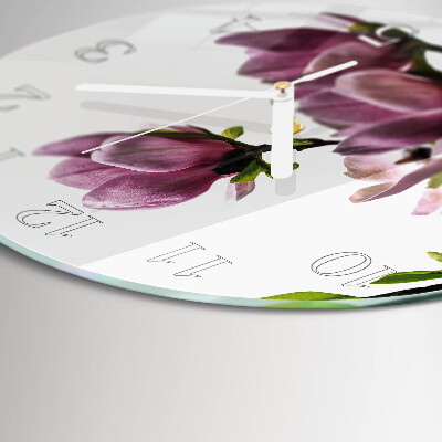 Glas wanduhr Magnolienblüte