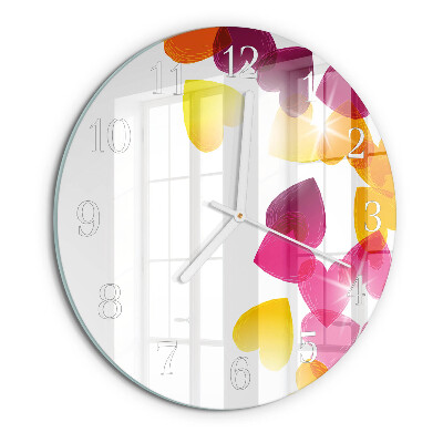 Glas wanduhr Bunte Herzen
