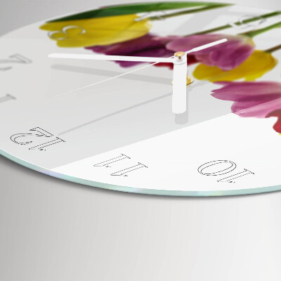 Glas wanduhr Bunte Tulpen