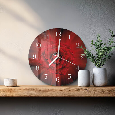 Glas wanduhr Rose
