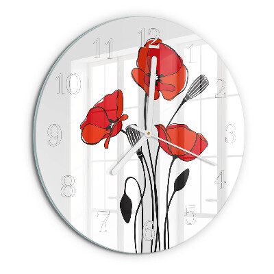 Glas wanduhr Mohn