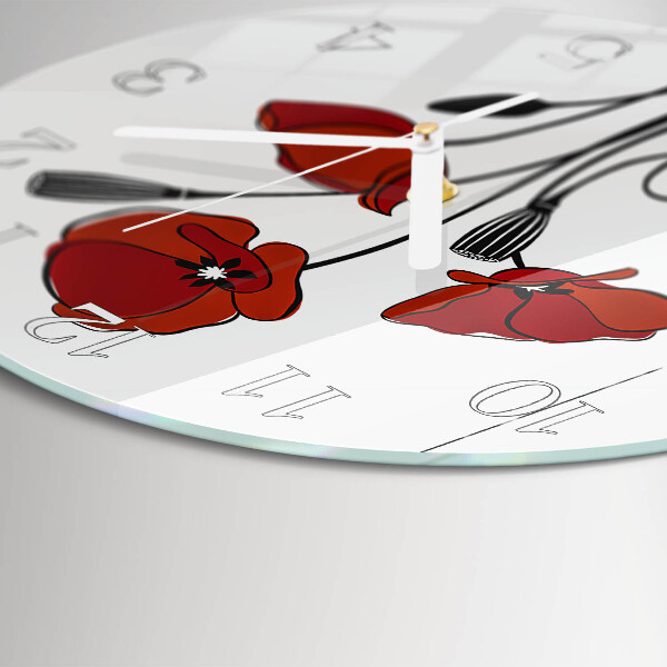 Glas wanduhr Mohn