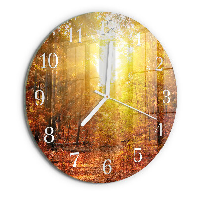 Glas wanduhr Herbstwald