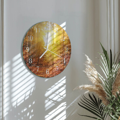 Glas wanduhr Herbstwald