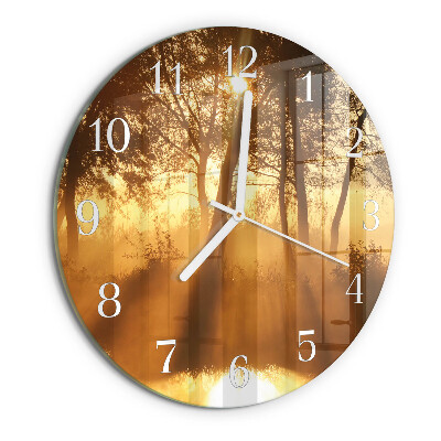 Glas wanduhr Bäume Nebel